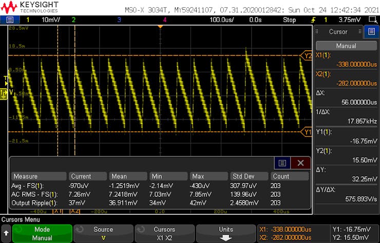 Ripple (AC) at the 5V rail