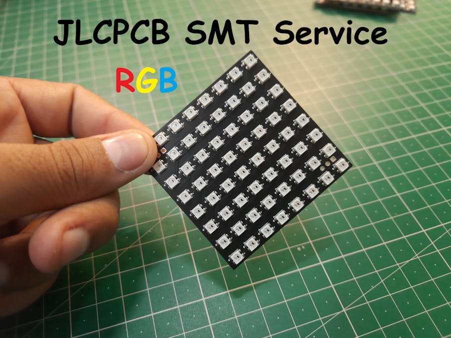 8X8 RGB neo pixel Matrix using JLCPCB SMT Assembly