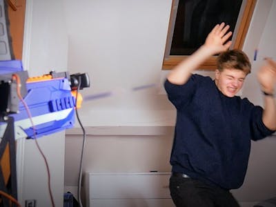 Full-auto nerf gun that shoots you in face, using OpenCV