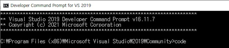 Run VS Code with Developer Command Prompt