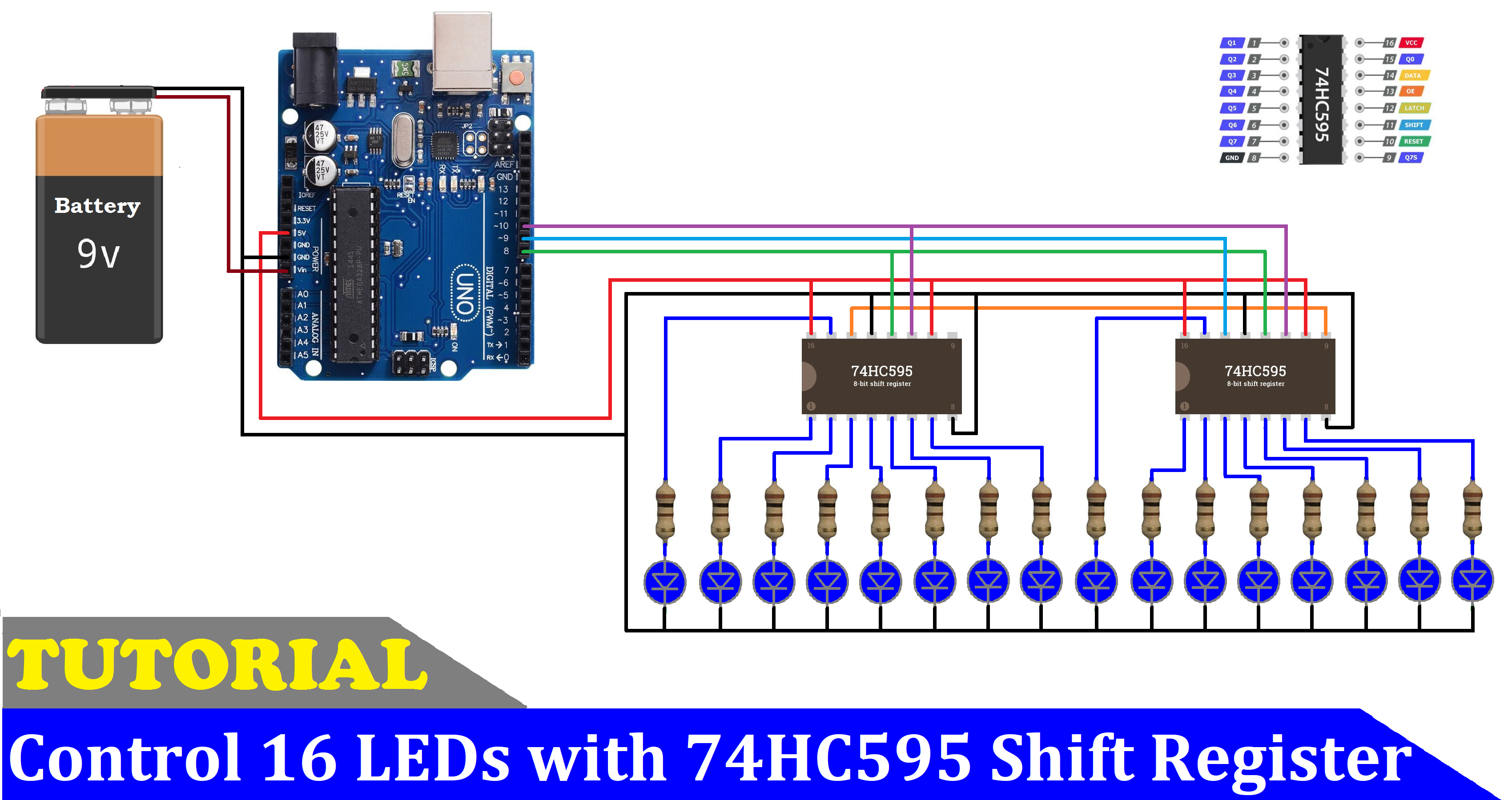 How To Control Leds With Hc Shift Register Hackster Io