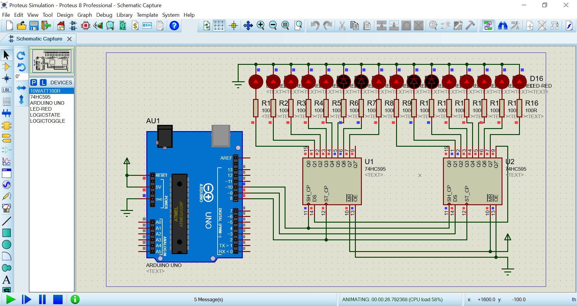 How to Control 16 LEDs with 74HC595 Register - Digilent Projects