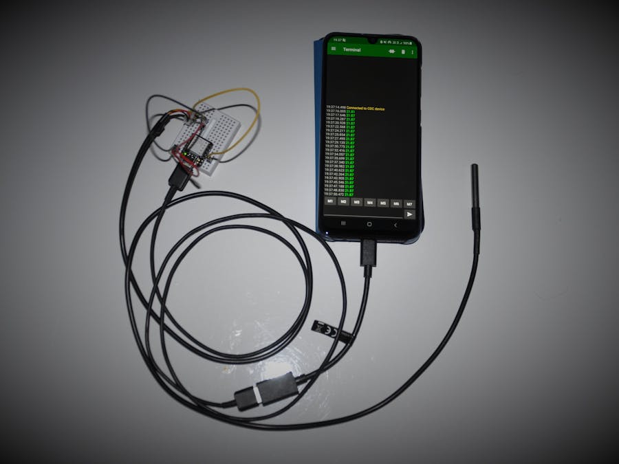 DS18B20 temperature sensor with Android and Seeeduino XIAO