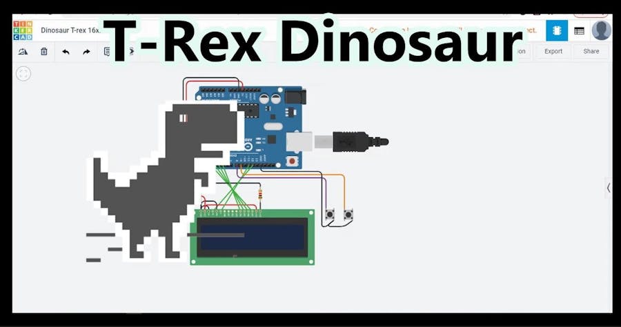 T-Rex Dinosaur Game on Arduino With Tinkercad 