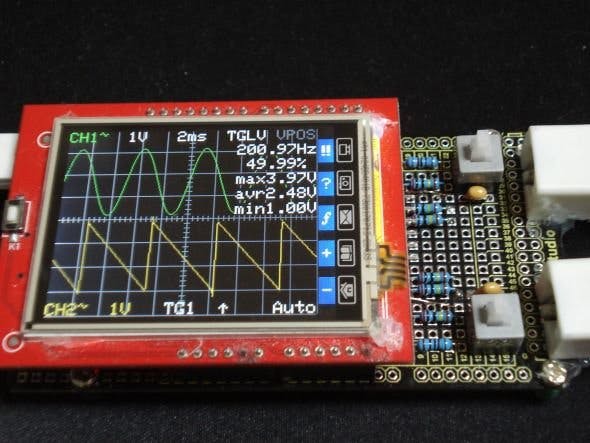 Arduino LCD touch shield dual channel oscilloscope