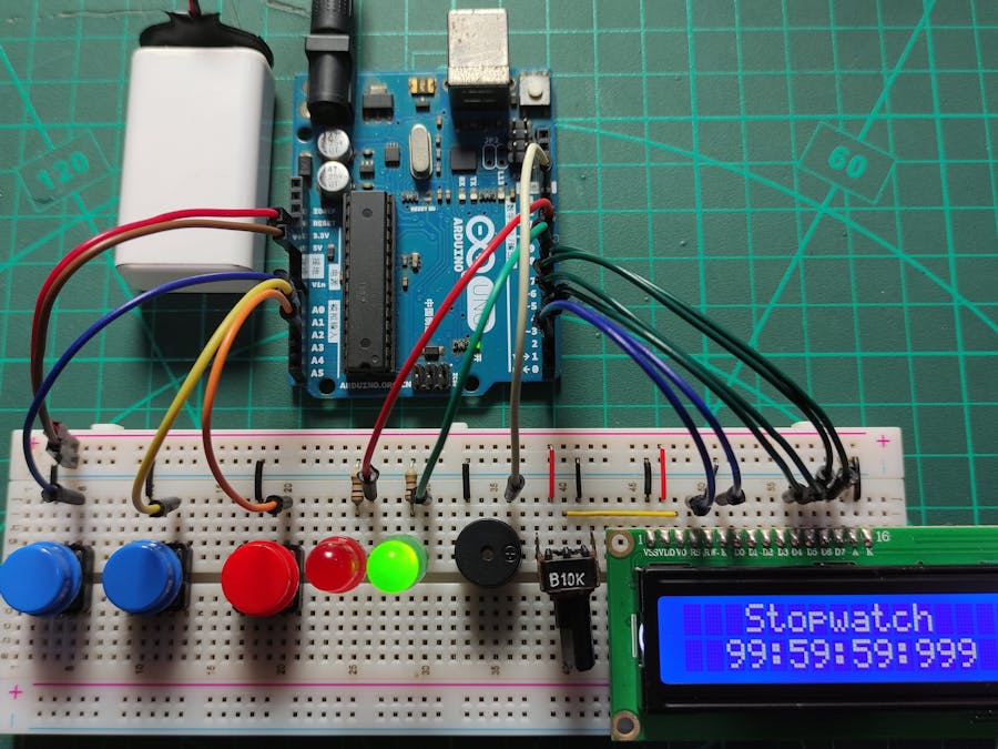 Stopwatch with Arduino and LCD Display