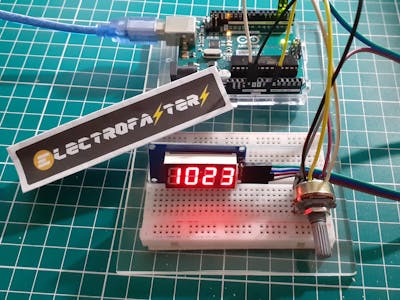 Potentiometer value using a 4 digit 7 segments display