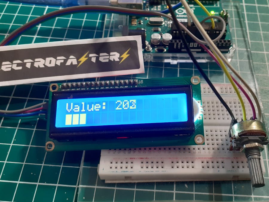 Potentiometer scale value using a 16x2 LCD