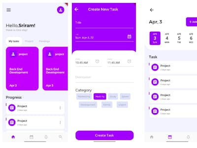 Flutter Task management app UI