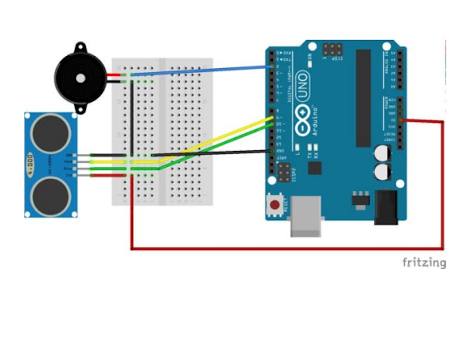 Detecting Obstacles and Warn using Arduino-Ultrasonic