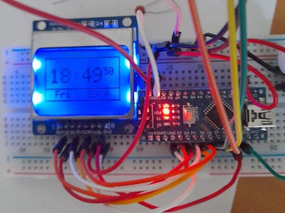 RTC DS1302 Clock on Nokia5110 with a Nano