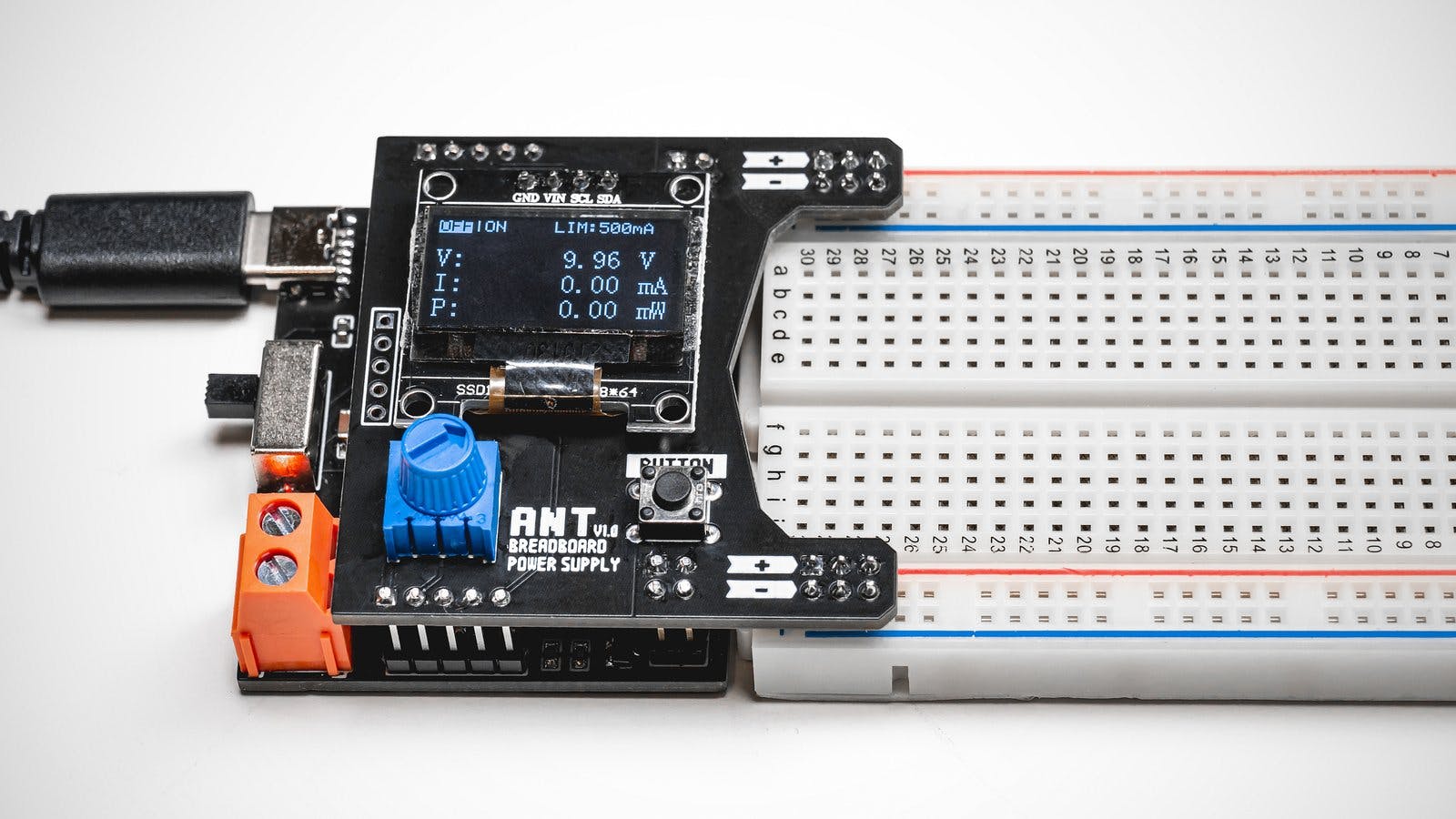 morder Milliard Indvending ANT BBPS Adapts USB-C, Adds Current Monitoring and Adjustable Output  Voltage to Breadboards - Hackster.io