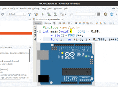 MPLabX C language program for Arduino Uno