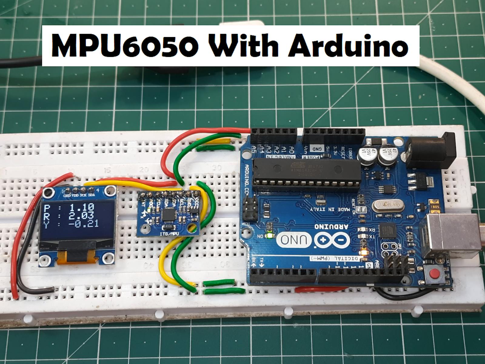 MPU6050 with Arduino - Display Gyro and Accelerometer values on OLED