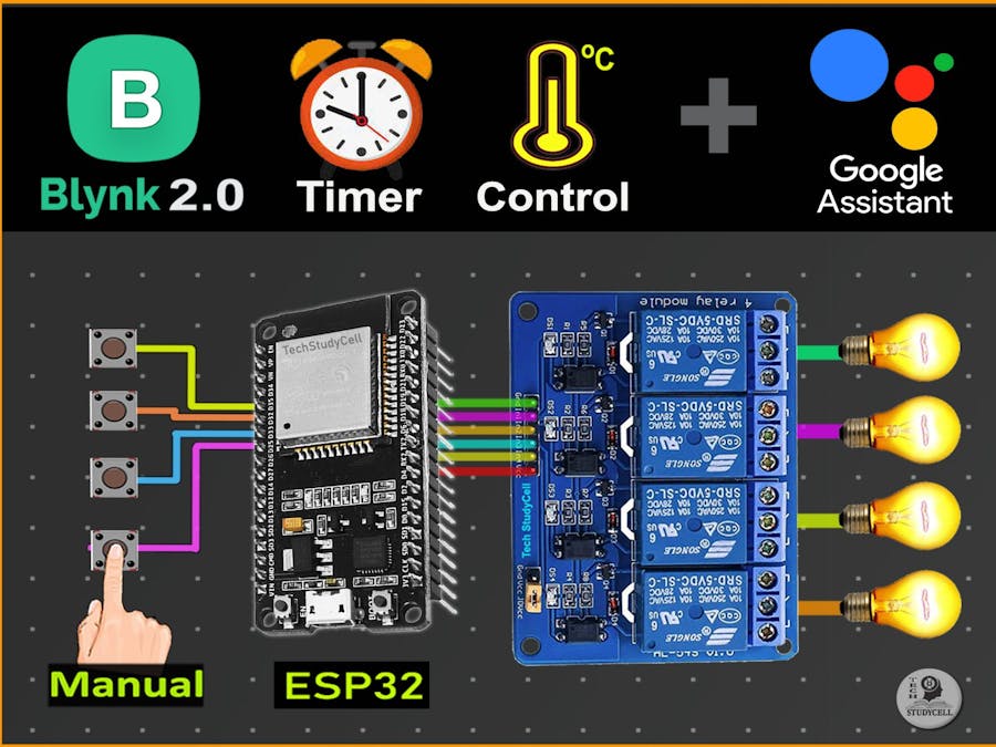 IoT Project with ESP32 Blynk Google Assistant Timer & Sensor