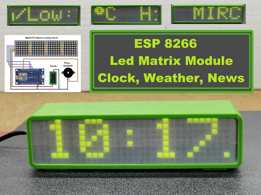 ESP8266 Led Matrix Clock, Weather, News, Bitcion
