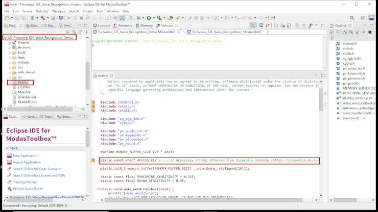 locate the code line where Access Key needs to be placed