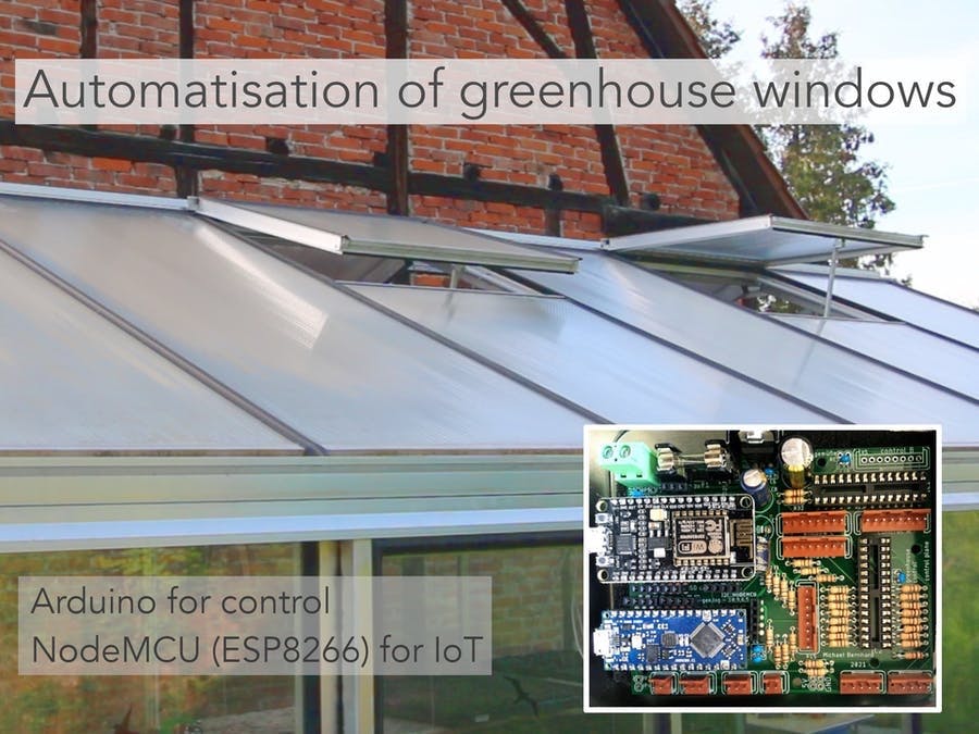 Smart IoT automatisation of greenhouse windows & monitoring