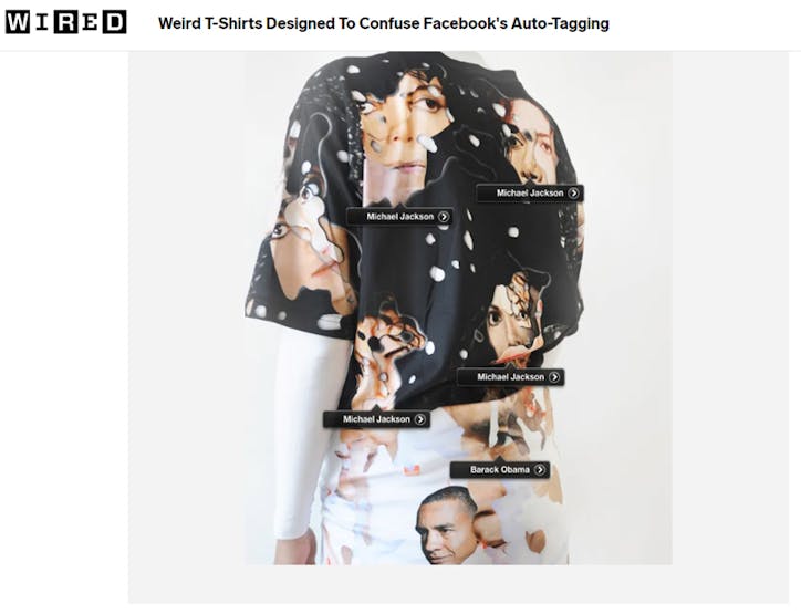 TShirt to fool facial recognition