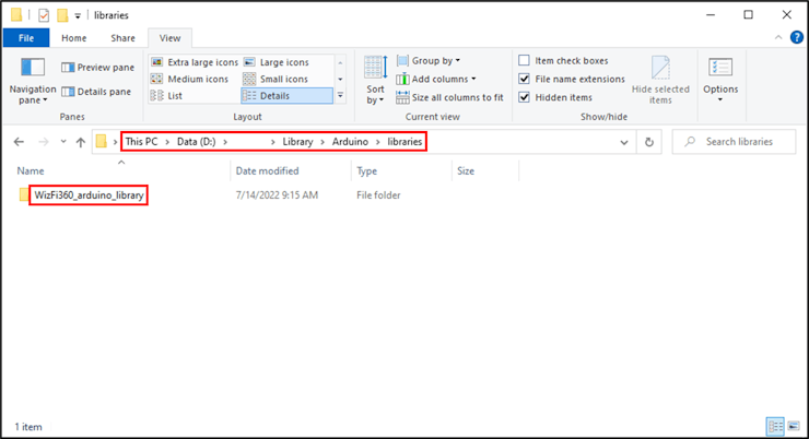 'WizFi360_arduino_library' location