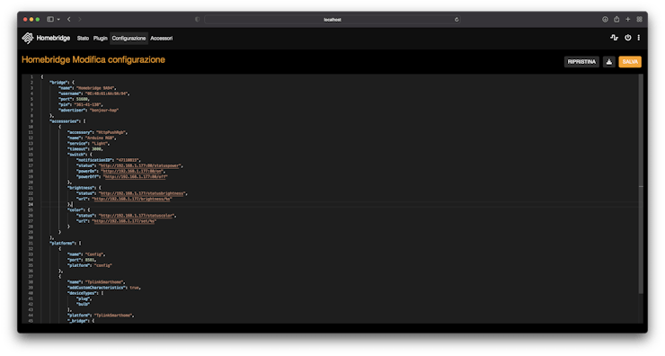 the HomeBridge editor