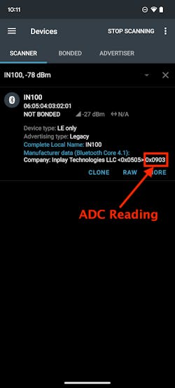Level 50 advertising data ADC reading