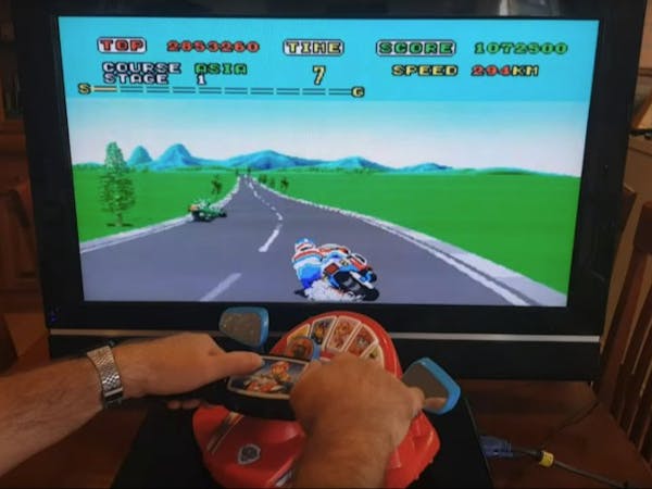Dr. Tom Tilley's Paw Patrol Toy Is A Real Racer, Playing Super Hang On via a Raspberry Pi PicoMod