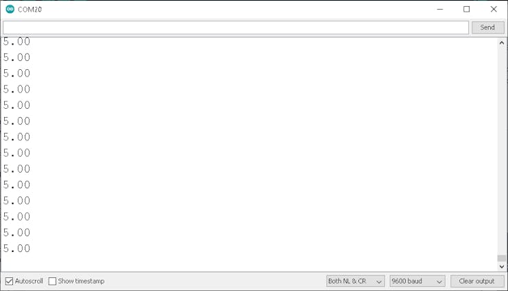 Result Voltage if Clean Water