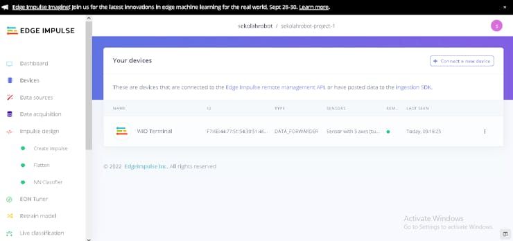fig 4. Edge Impulse WIO Terminal devices