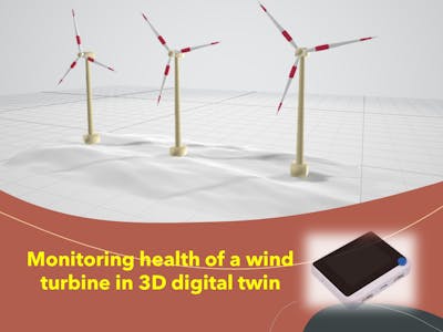 Monitoring health of a wind turbine in 3D digital twin