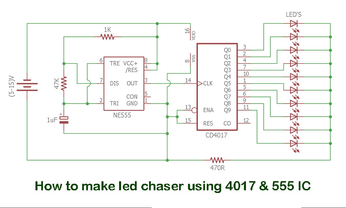 How To Make Led Chaser Using 4017 & 555 IC - Hackster.io