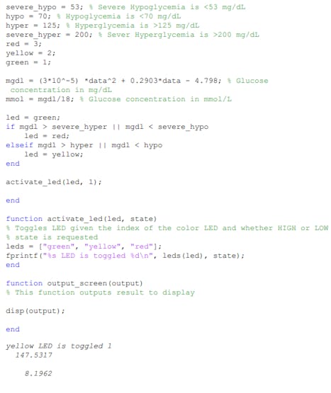 MATLAB code for software implementation of embedded system.