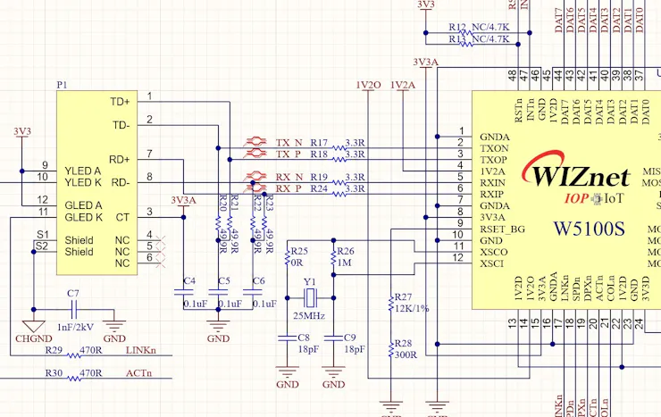 W5100S-EVB-TEST-V1.0 Board Circuit Cross Section