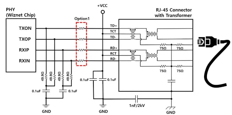 W5100S-EVB-TEST Circuit Schematic