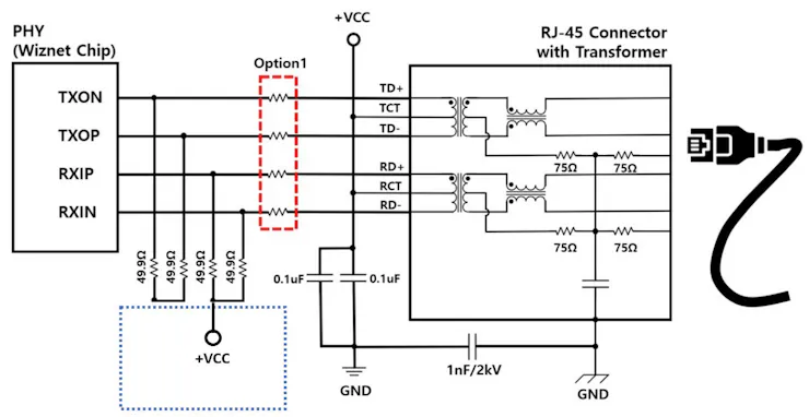 Figure 9. Connect VCC to Differential Mode Termination Resistor