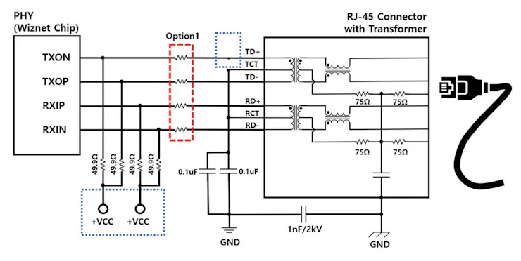 Figure 11. Connect VCC to Differential Mode Termination Resistor, remove +VCC to CT