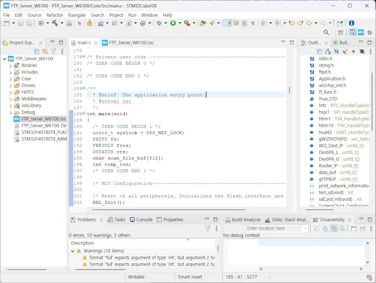 FTP Server with W6100 and SD card