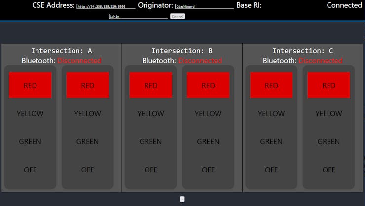 React JS web dashboard for control of the traffic lights.