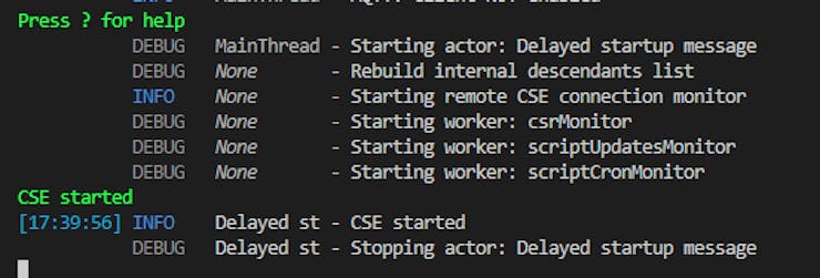 CSE Successful Startup Message