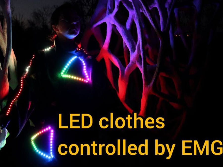 LED clothes controlled via uMyo EMG sensor