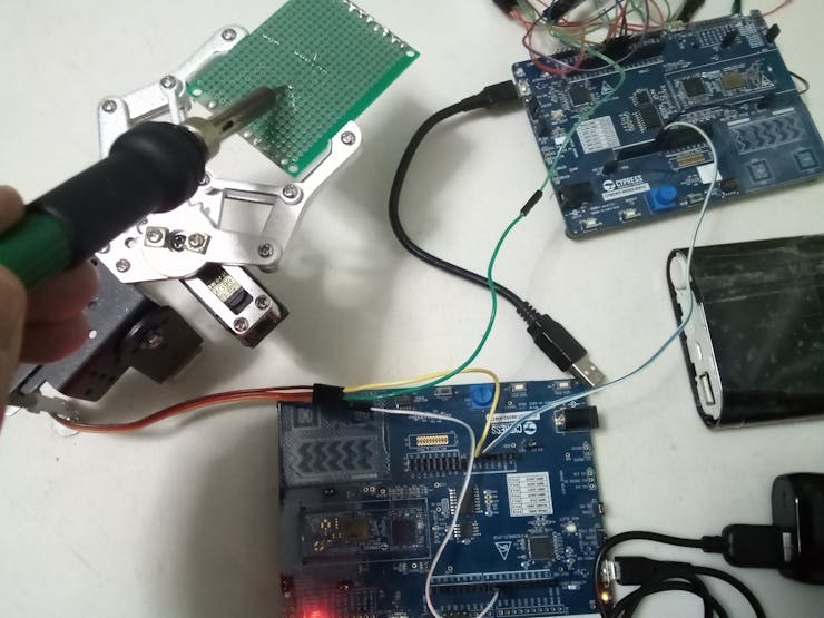 Moment when I use the soldering iron to solder pins