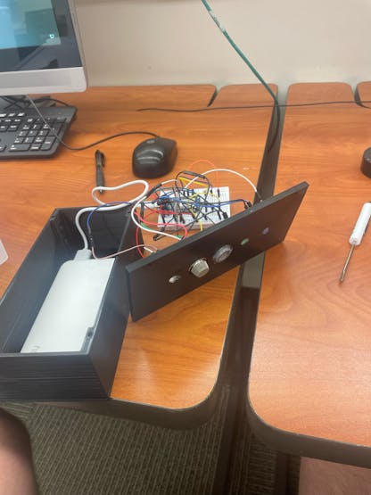 Figure 2: Circuit exposed with Front Panel View of LED's and Sensors