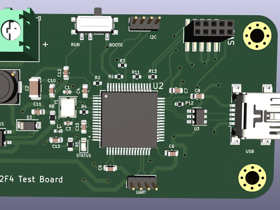 STM32F4 Microcontroller Test Board with USB and Buck Convert