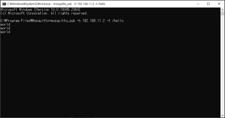 Subscriber receiving messages sent by Arduino Mega 2560