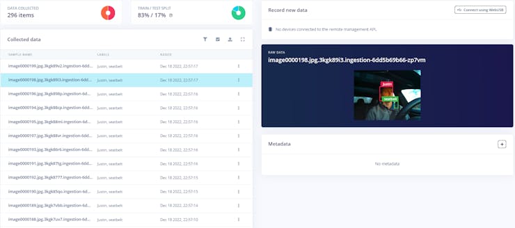 Labelling each photo is tedious, but the Edge Impulse environment makes it easy.