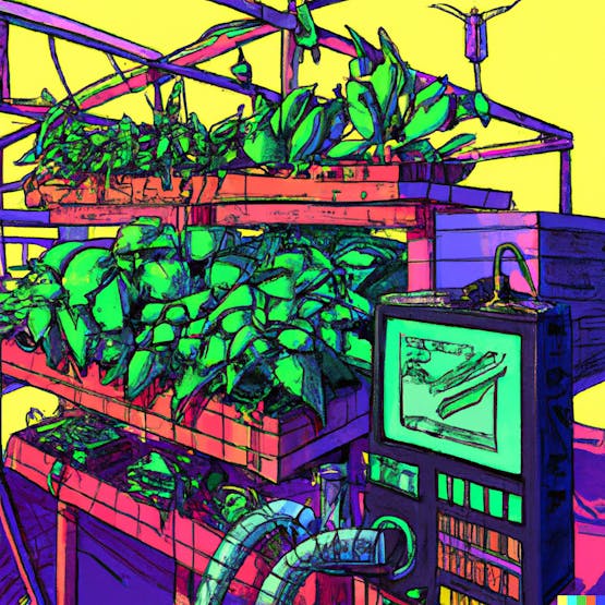 DALL·E 2023-01-16 18.48.44 - Solar-powered, sensor-monitored herb farm in cyberpunk illustration style.png