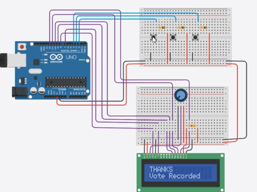 Smart Electronic Voting Machine using Arduino and LCD