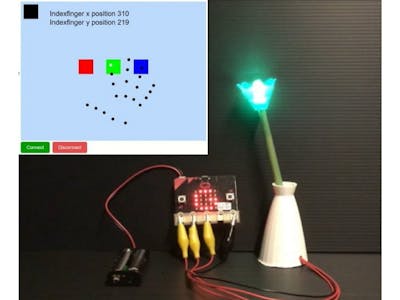 Microbit RGB lamp controlled with machine learning HandPose