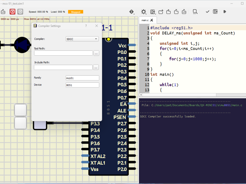 SDCC Small Device C Compiler SimulIDE Configuration - Hackster.io