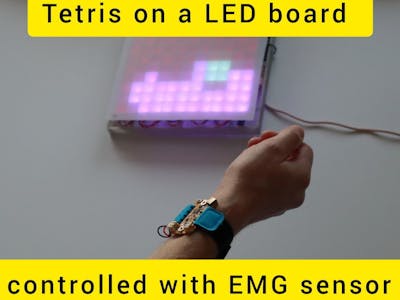 Tetris on a LED board - controlled with uMyo EMG sensor